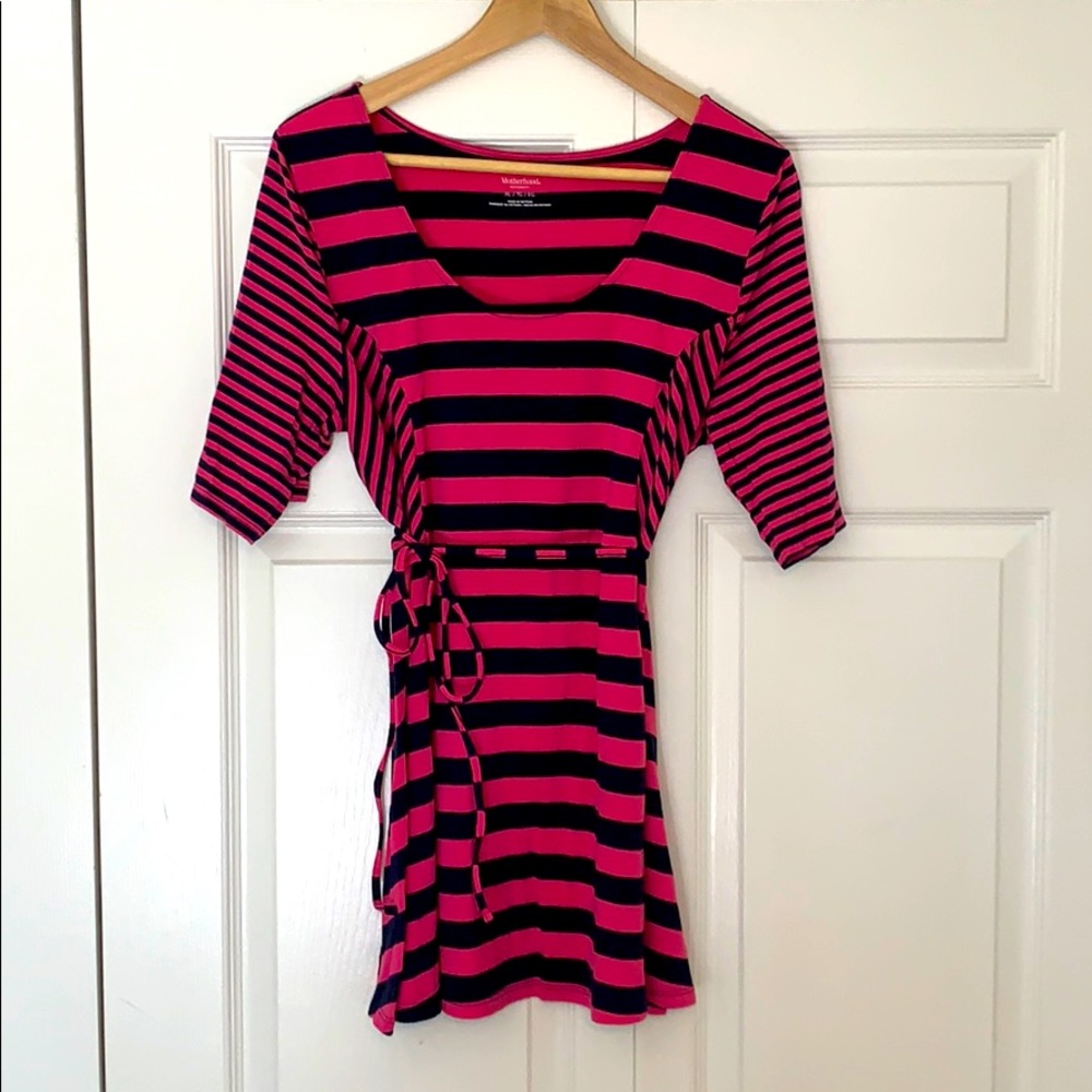 Motherhood Maternity Pink and Navy Stripped Top